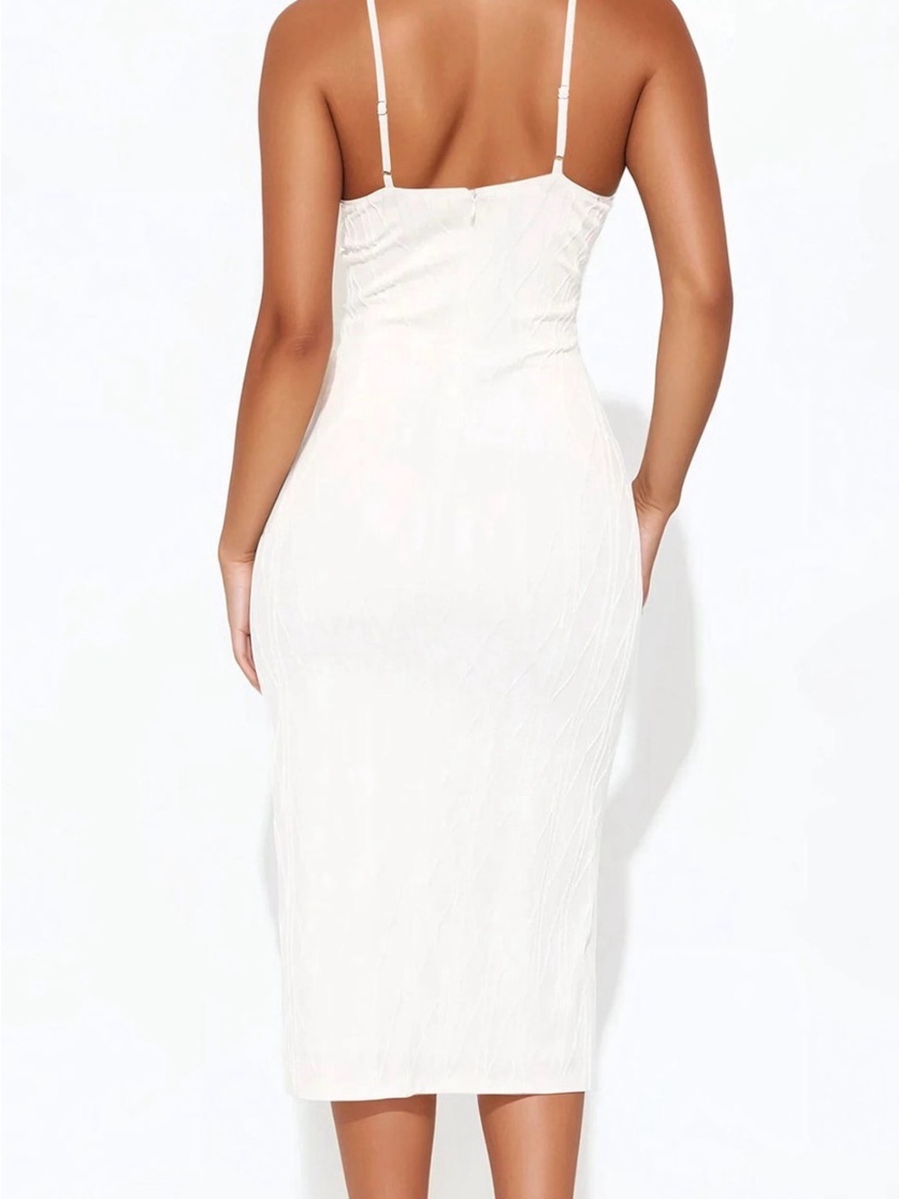 Fashion Nova White Strapless Midi Dress with Gold Accent Size L - Picture 3 of 7
